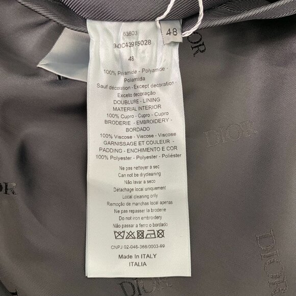 Dior Mens Black Embroidered Logo Bomber Jacket With Zipper & Dust Bag Size 48 M - Picture 5 of 8